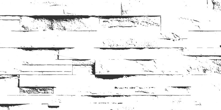 Black and white textured horizontal brick pattern with rough surfaces and sharp lines wall background