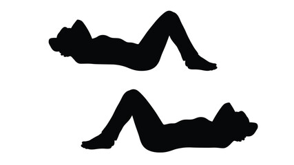 Woman lying down in two positions a striking black silhouette © MdMosharef