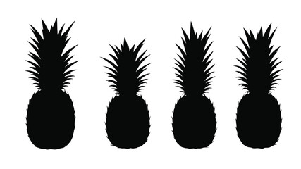 Four pineapples in a row striking black graphic silhouette © MdMosharef