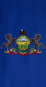 Pennsylvania State Flag Animated Seamless Loop &ndash; 4K Vertical 916 Motion Background for PA Government and Civic Events 