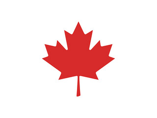 Red maple leaf symbol isolated on transparent background for Canada identity