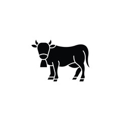 Obraz premium black cow silhouette with bell.