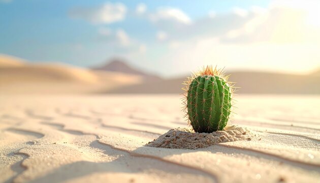 Cactus in a Desert Landscape Inspiring Growth and Resilience Symbolic of Perseverance and Strength in Arid Conditions.