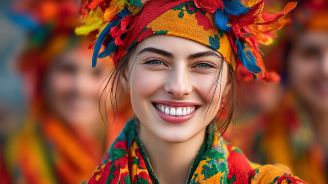 Higalaay Festival, Smiling Woman Wearing Bright Festival Headscarf During Higalaay Festival Celebration in Cagayan de Oro Philippines