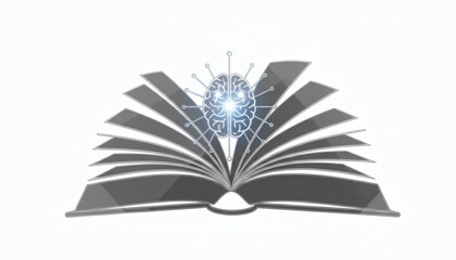 Knowledge and Education Symbol: Book and Brain Illustration
