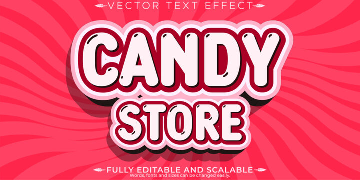 candy store text  vector text effect on a pink background