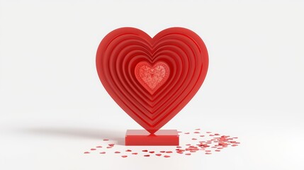 A red heart shaped object on a white background