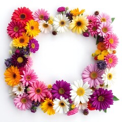 Obraz premium Radiant Summer Flower Wreath Frame – Burst of Gerbera, Daisy & Marigold Colors