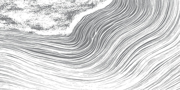 Abstract monochrome swirling lines and textured area grey white