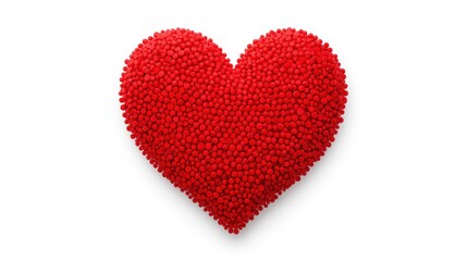 Fototapeta premium A red heart made of small beads on a white background