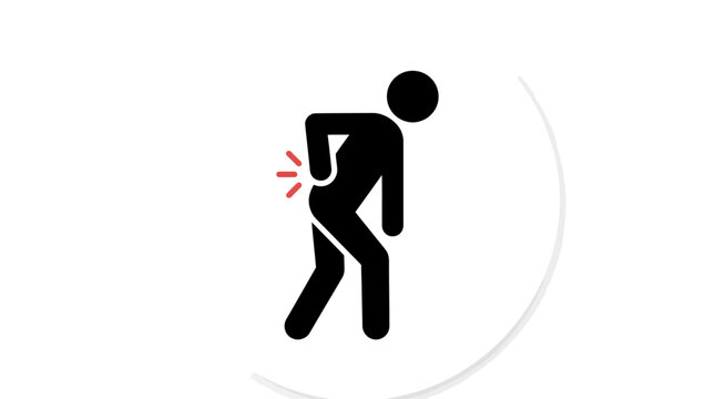 Back Pain Icon Depicting a Person Clutching Their Lower Back in Discomfort