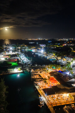 Full Moon at the marina in Turks and Caicos