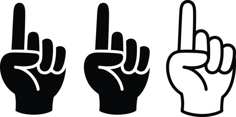 Obraz premium Hand icons with index finger pointing up in solid black and outline styles for design