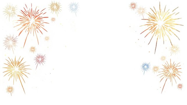 A colorful fireworks display on a white background