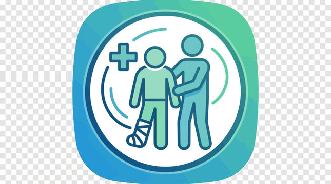 Medical care icon representing healthcare assistance and patient support with a plus sign