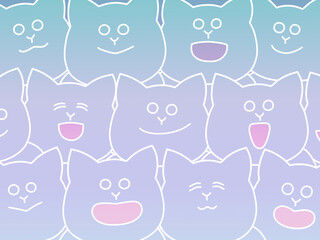 たくさんの猫が集まって楽しそうにしているイラスト　背景・ポスター・壁紙　グラデーション