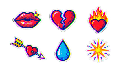 Pop-art halftone love drama .