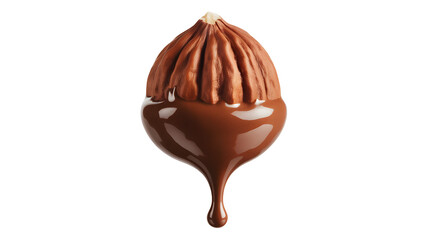 Obraz premium Delicious chocolate covered hazelnut with rich brown drizzle