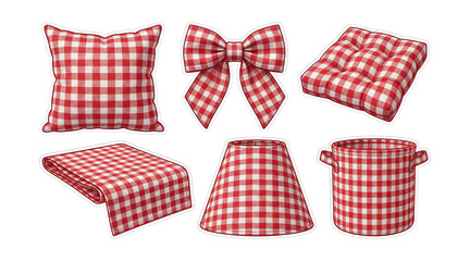 Fototapeta premium Gingham home decor textiles realistic .