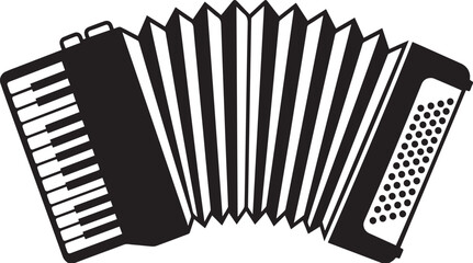 Piano Accordion Silhouettes Front View Musical Instrument Icon © Saima