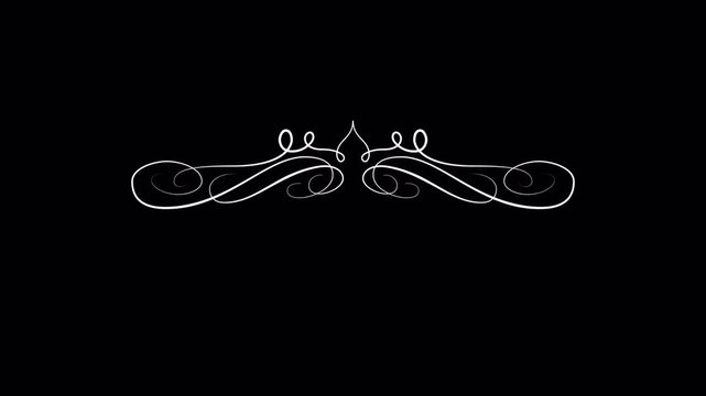 Elegant White Flourish Design on Black Background for Decorative Elements and Ornaments.