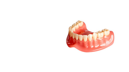 Naklejka premium Dental prosthesis with realistic false teeth and pink gums