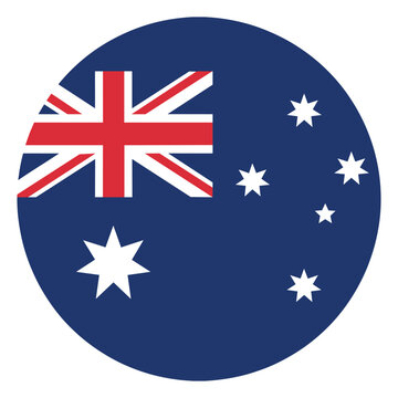 australia flag round icon isolated on white background, australian national symbol and country identity flat design illustration