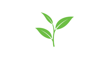 Fototapeta premium green leaf branch icon in simple flat style environmental nature design