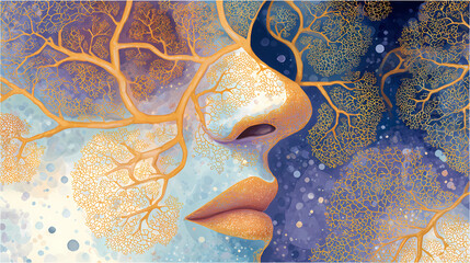 Abstract medical visualization of lymphatic drainage and detoxification process in soft light, Generative AI illustrations.