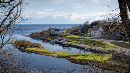 Fototapeta premium Brora harbour in Sutherland in the Highlands