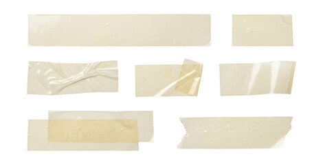 Transparent tape glossy strips elements set.