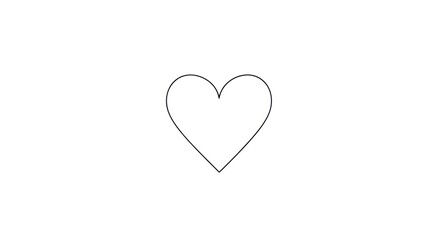 Simple Heart Shape Outline Illustration.