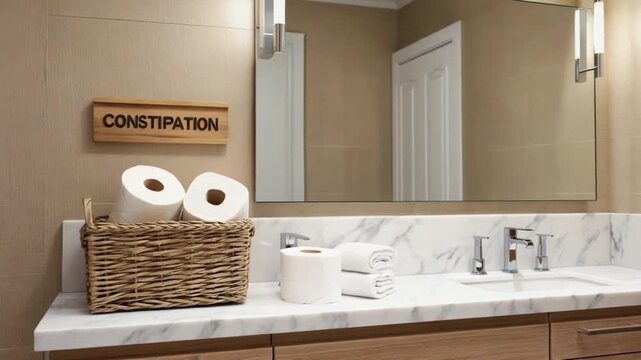 Toilet paper rolls in the bathroom. Constipation.