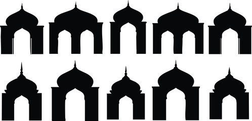 Black silhouettes of islamic arches and domes © JANNATUL FERDOUSH