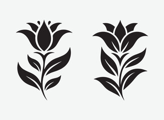 Black floral ornament vector design elements set