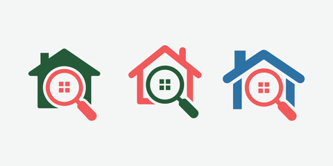 Naklejka premium Real estate search and property inspection icons set
