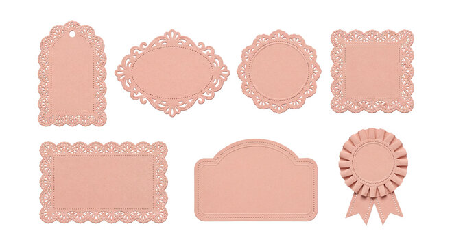 Pastel paper lace tags .