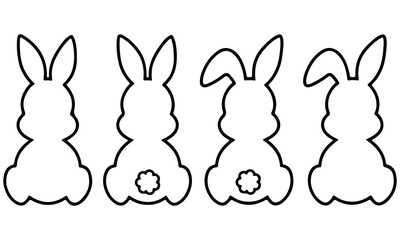 Fototapeta premium Bunny Silhouette Easter Pattern T-Shirt