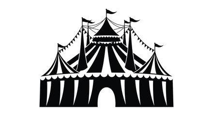 Black tent with flags atop a striking circus scene silhouette © Golam Rabbi