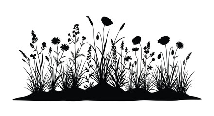 Black floral arrangement with grasses and wildflowers a striking silhouette © Golam Rabbi