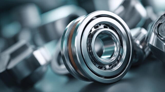 Close-up view of polished steel ball bearings showcasing mechanical precision and intricate internal components