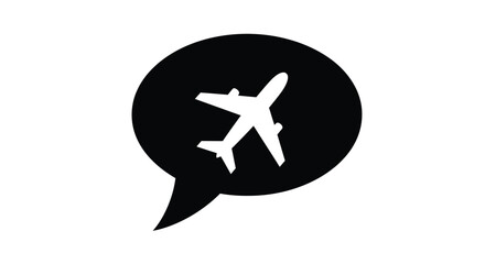 Fototapeta premium Airplane inside a speech bubble a striking black silhouette