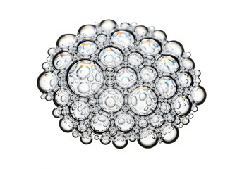 A cluster of bubbles in various sizes isolated on transparent background