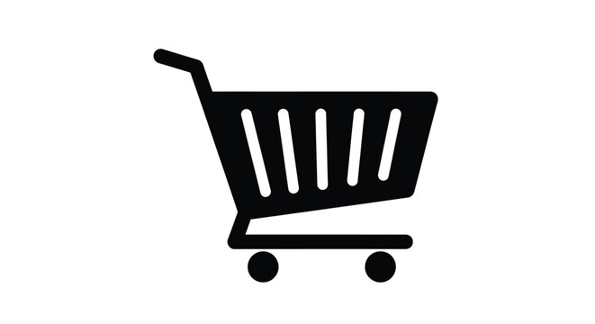 A simple black shopping cart icon a minimalist design silhouette