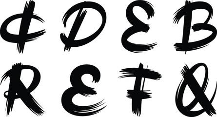 Handwritten typography with brush strokes on white background © MD