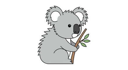 Cartoon Koala Eating Eucalyptus Branch. © Kontol