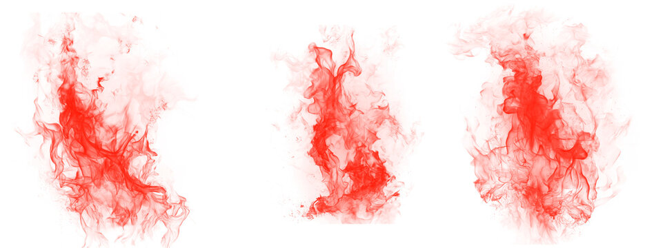 Three deep red watercolor splatters on transparent background