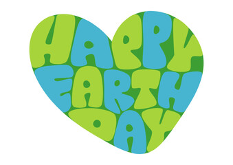 アースデーのレトロなハートタイポグラフィ