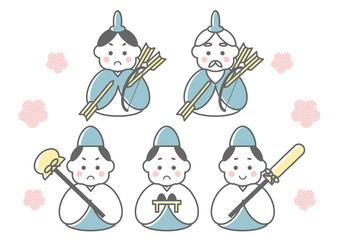 ひなまつりの随身と仕丁のシンプルイラスト