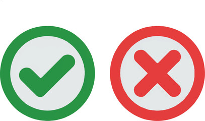 Green checkmark and red cross icons on white